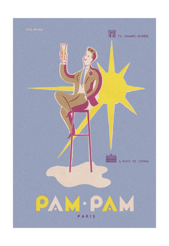 Pam Pam, Paris 1950s Vintage Menu Art by Pierre Fix-Masseau Cool Culinaria Vintage Menu Prints