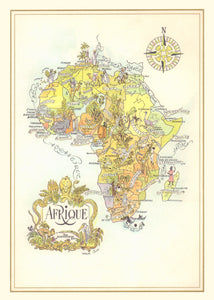 Pan American Africa 1960s Jacques Liozu Map | Vintage Menu Art – map of Africa