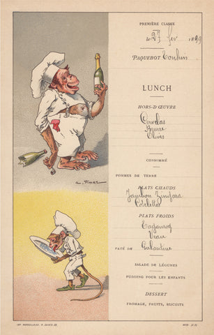 Paquebot Tonkin, Auguste Vimar 1899 | Vintage Menu Art - menu