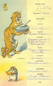Le Paquebot Indus (Tiger) 1896 Menu Art by Auguste Vimar