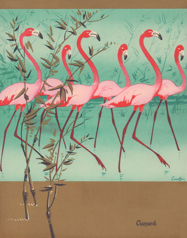 Queen Mary, 1957 Flamingoes menu art