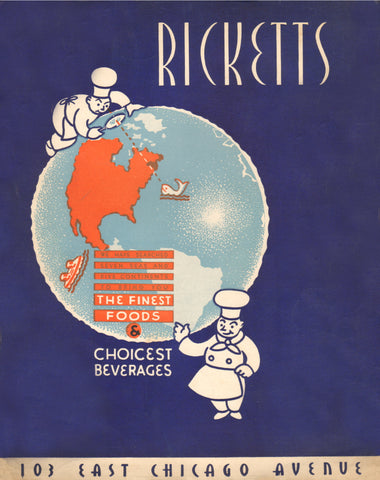 Ricketts, Chicago 1940 Menu Art