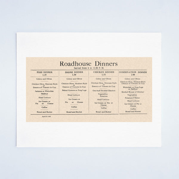 Roadhouse Dinners 1918