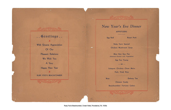 Ruby Foo's Beachomber New Year's Eve Menu Interior 1930s Harley Spiller Collection Cool Culinaria