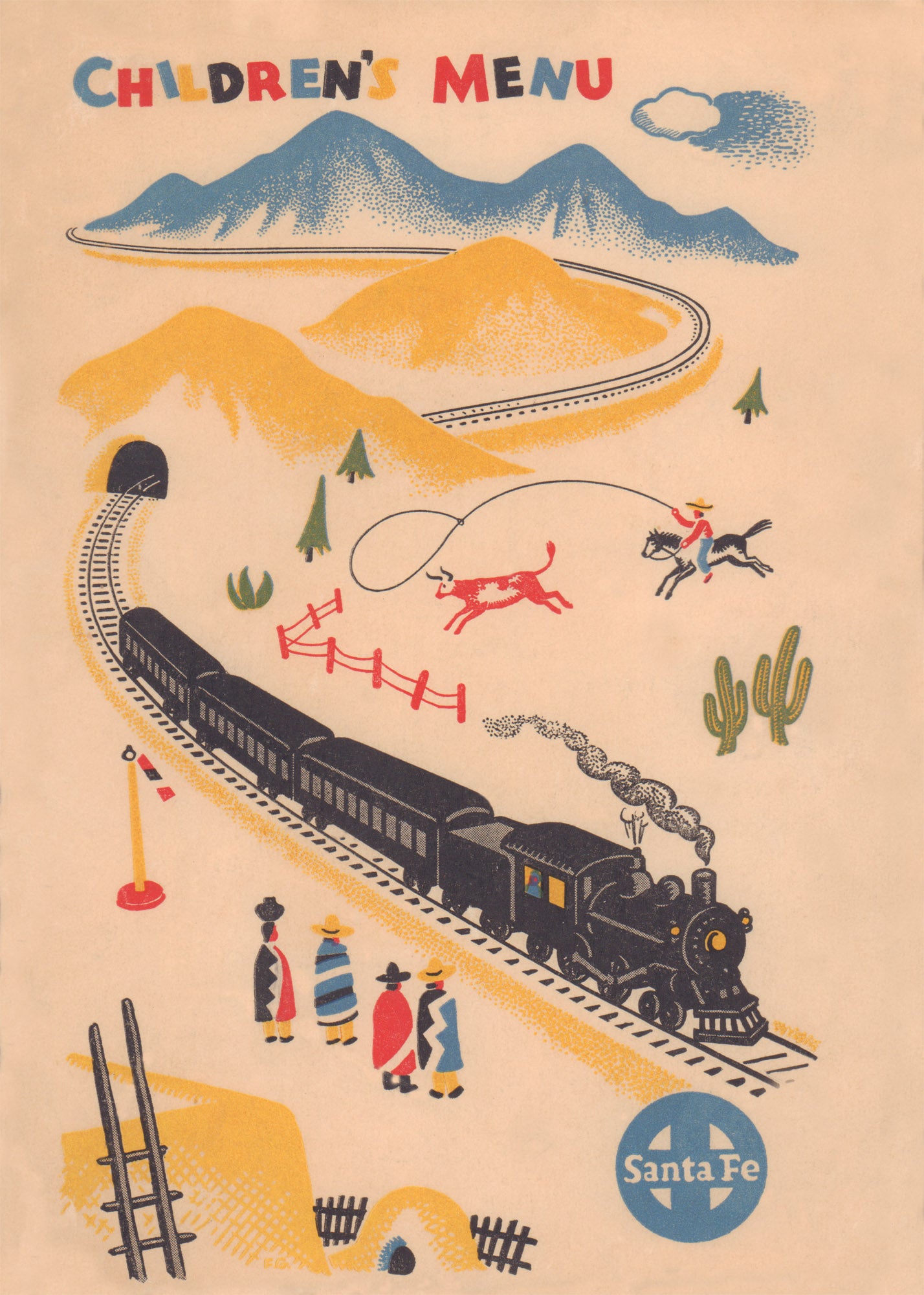 Santa Fe Railway Children's Menu 1950s