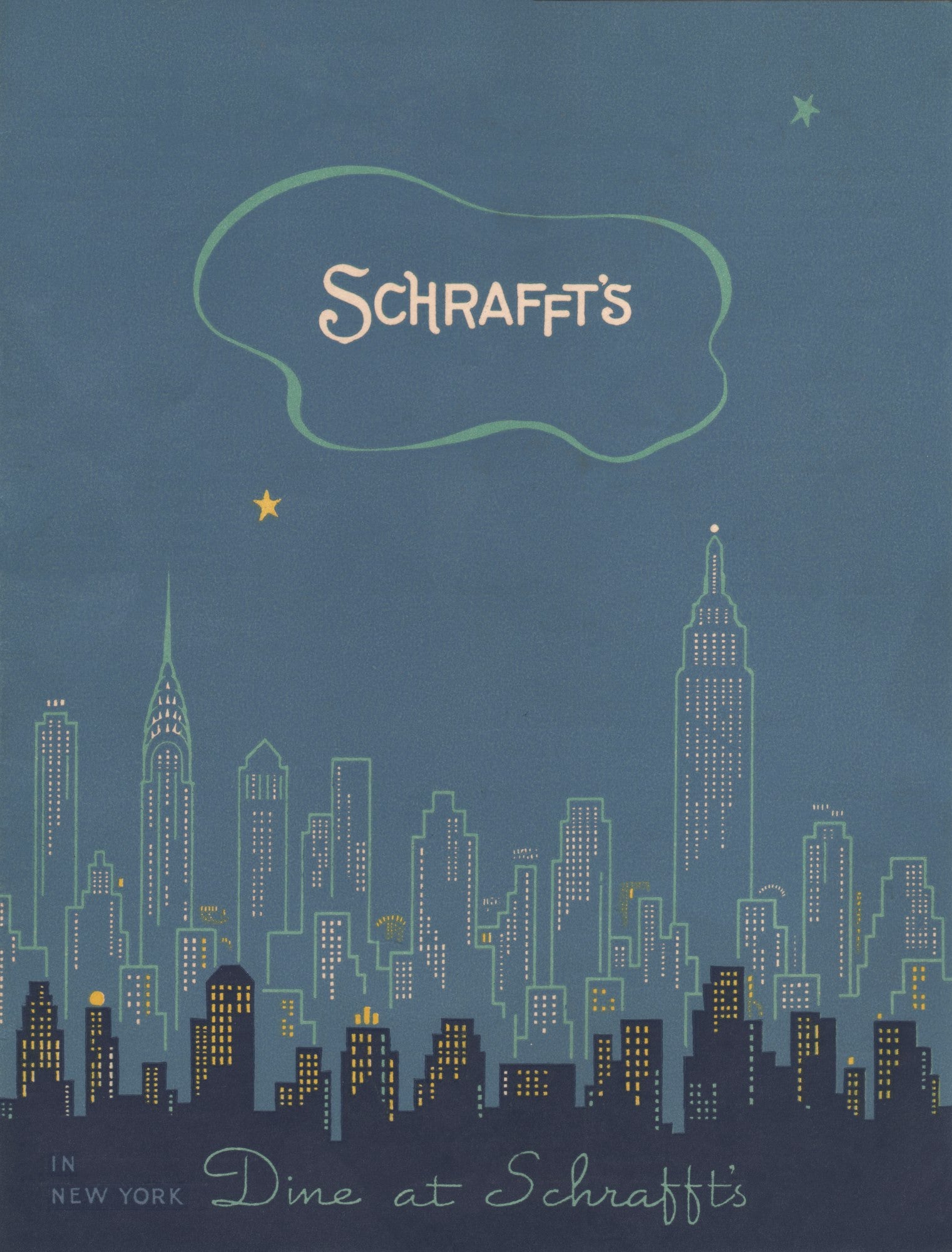 Schrafft's, New York 1939 Menu Art