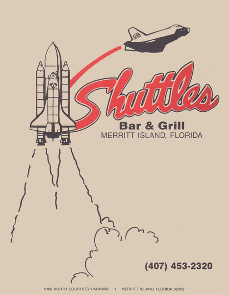 Shuttle's Bar & Grill, Merritt Island 1980s Menu Art