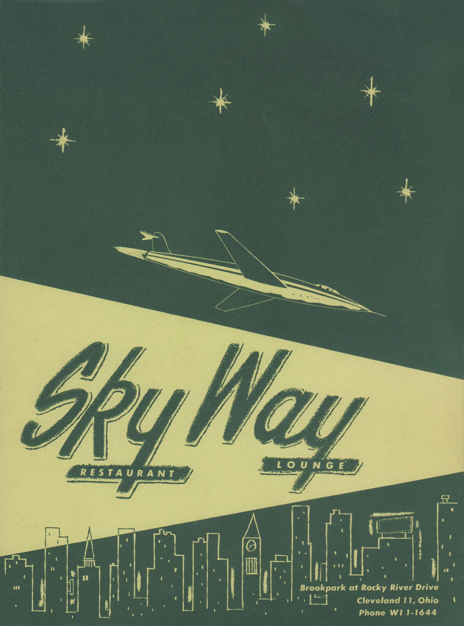 Skyway Restaurant & Lounge, Cleveland 1960s menu art