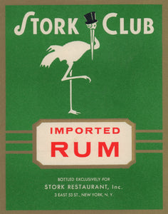 Stork Club Liquor Label - Rum 1940s