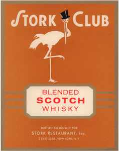 Stork Club Liquor Label - Whisky 1940s