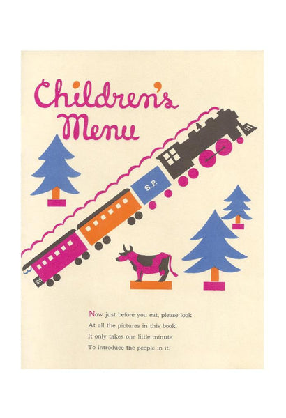 Southern Pacific Railroad Children's Menu 1930s