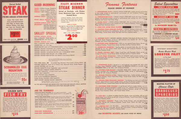 The Californian, New York 1950s | Vintage Menu Art – food menu 