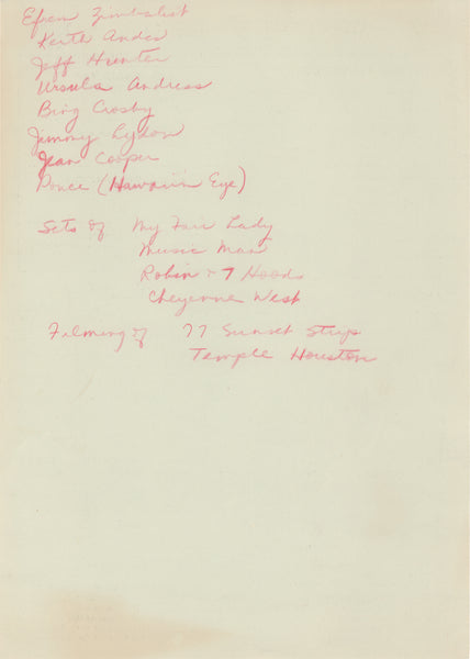 Warner Bros Commissary, Hollywood 1963 | Vintage Menu Art – celebrity sighting notations