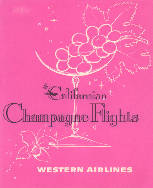 Western Airlines, Champagne Flight 1950s in-flight menu art