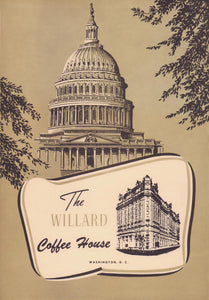 Willard Hotel Coffee House, Washington D.C. 1969 Menu Art