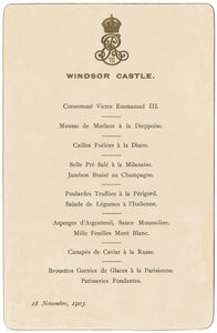 Windsor Castle Lunch November 18 1903 Menu Art