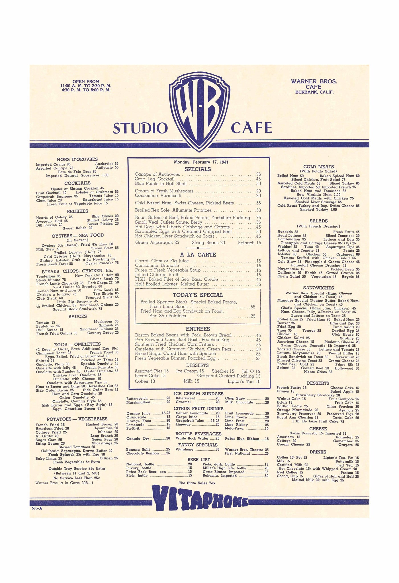 Warner Bros. Studio Canteen Hollywood 1941