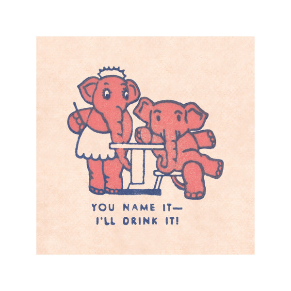 Pink Elephant set of 4 (Gin, Bottoms Up, You Name it  Drinks are on Me)