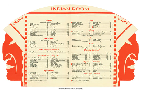 Indian Room, Chic-N-Coop Restaurant, Montreal, 1950