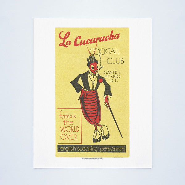 La Cucaracha Cocktail Club, Mexico City, 1930s Vintage Menu