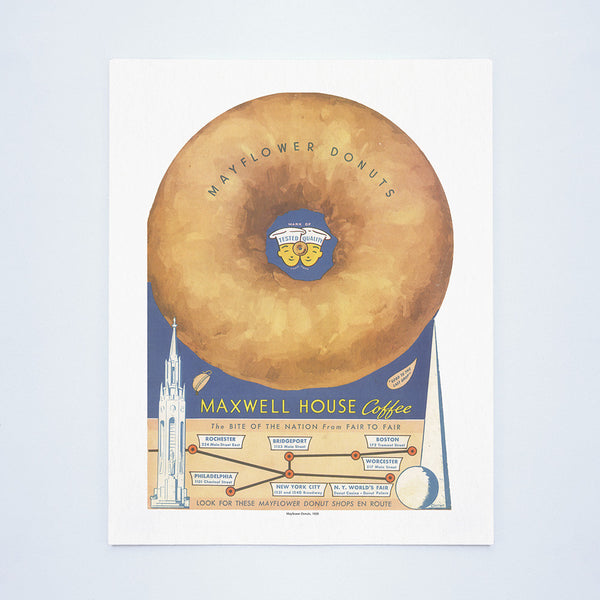 Mayflower Donuts Front Cover, San Francisco and New York World's Fairs, 1939 Vintage Menu