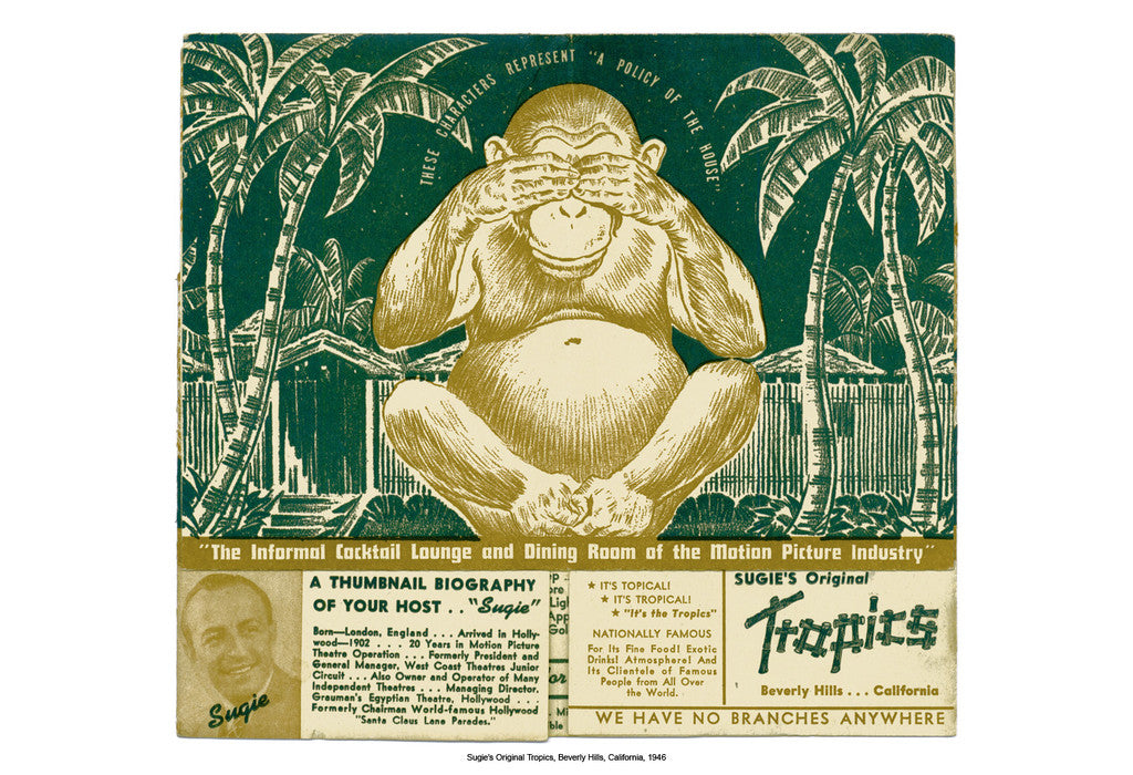 Sugie's Original Tropics, Beverly Hills, 1946 Vintage Menu